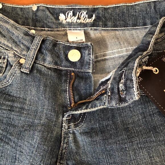 Red Rivet Denim Skinny Jeans Junior Size 1 Studded Flap Back Pockets Inseam 33" - Picture 4 of 5